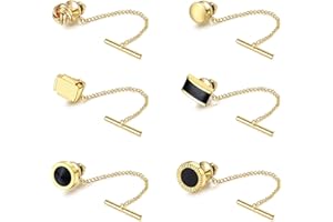 Morfetto 6pcs Épingle à Cravate avec Chaîne pour Hommes Tie Tack Clutch Tie Nails - Type intéressant pour Mariage Anniversaire Anniversaire Accessoire d'affaires