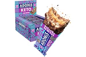 Adonis Barritas Keto Ricas en Proteínas Crujiente de Avellanas y Cacao (16 barritas x 45 g) | Apto para Veganos y Dieta Keto | 100% Natural | Sin Azúcar, Sin Aceite de Palma, Sin Lácteos