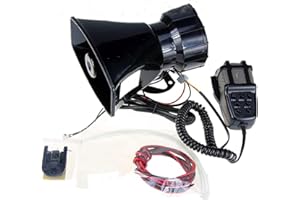 Yida - Sirena de 12 V 80 W con 7 tonos para vehículos, con micrófono y sistema de altavoces y amplificador de sonido de emergencia