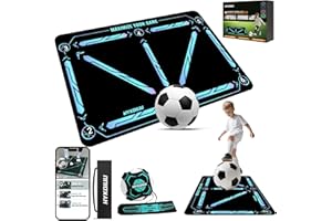 ‎HYKOIUU Fussball Matte Mit Fussballtrainer 90x60cm Rutschfest Silent Fussballmatte Training Kinder – Trainingsmatte Für Ballkontrolle & Schritt-übungen Stoßdämpfende Fußball Trainingsmatte Trainingszubehör