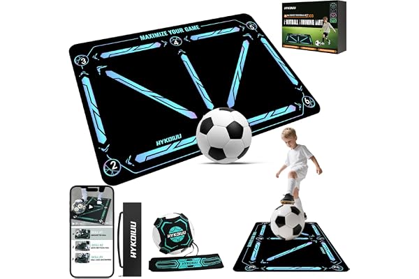 Tapis Foot Entrainement Avec des vidéos d'entraînement Tapis Entrainement Football Accessoire – Pas De Football & ContrôLe Du Ballon Dribble Football – Tapis D’EntraîNement Pour Cadeau Football Enfan