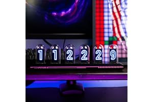 BRIMFORD Nixie Tube Clock, RGB Nixie Watch, IPS Digital Desk Tube Clock, Calendar, DIY Customised Photo Display, Power-Off Memory, Weather Forecast, USB Type C English Type for Lovers, Birthday (no RGB)