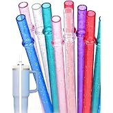 Yenigeldi Simli Halkalı Tritan Pipet Seti, 4'l&uuml; Şeffaf Simli Pipetler, Temizleme Fır&ccedil;ası Dahil, 40oz Stanley Uyumlu, BPA İ&ccedil;er