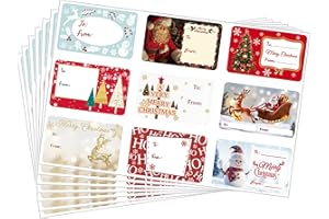 WOHISWOZIJI 135Pcs Christmas Labels Stickers Xmas Present Gift Labels Christmas Self Adhesive Gift Stickers Xmas Name Tags for Present Cards Envelope Bags