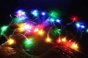 Timewanderer RGB Colorful Led String Fairy Light AA Battery Operated Bright LED Lights Decorative Lights on Clear Wire for Home DIY Decoration (5M 50 LEDs)