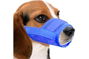 YAODHAOD Bozales de Boca de Perro Transpirable de Malla de Nylon, Cubierta de Boca de Mascota, para Evitar Morder y Gritar para Evitar Comer Accidentalmente (M, Azul)
