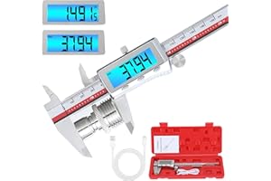 FOVVZDIL Rechargeable Digital Vernier Calipers 150mm/6 Inch, Waterproof Electronic Caliper Tool with Large LCD Backlit Screen & Precision Measurement, Inch/Millimeter Conversion, for Engineers, DIY & Workshop