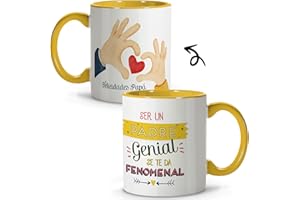 LolaPix Taza Día del Padre. Taza Papá. Tazas Desayuno Originales. Taza Ceramica 330 ml. Regalos con Frases. Padre Genial