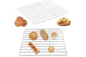 YZMRBDQC Lot de 2 grilles de refroidissement, en acier inoxydable, rectangulaires, 23 x 16,5 x 1 cm, pour cuire, refroidir, rôtir, griller, passe au lave-vaisselle