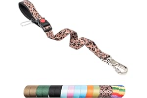TSPRO Correa para Perros de Adiestramiento, Correa Corta para Perros Grandes, 66 cm Ajustable con Fibulilla de Metal Resistente y Asa Acolchada Cómoda (Estampado de Leopardo)