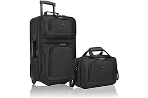 U.S. Traveler Rio - Juego de Equipaje de Mano expandible de Tela Resistente, Black, 2 Unidades, Juego de Equipaje de Mano Extensible de Tela Resistente Rio