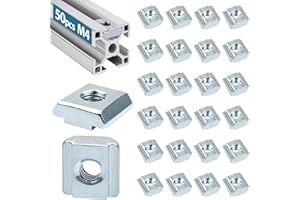 50 Stück Nutensteine M4, Leryati Nutsteine Set T-Nut Kohlenstoffstahl Nutenstein, T-nutensteine lang Aluminiumprofil-Extrusionsschlitz Nutensteine Nut 6 - Typ B Standard 20-Serie