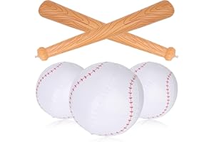 NQEUEPN 5st Aufblasbarer Baseballschläger mit Ball, Pool Baseball Set Inklusive 2 Aufblasbarer Baseballschläger und 3 Aufblasbarer Baseball Partygeschenke für Pool Strandsportspiele Geburtstagspartys
