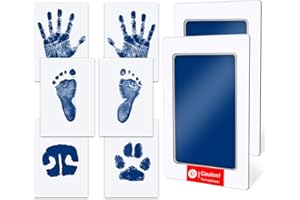 TATUNER Baby Hand and Footprint Kit Inkless - Mess Free Ink Pad, Paw Print Kit for Dogs and Cats, Safe Clean Touch Ink Pads for Newborn Handprints (Lake Blue, 0-6 Months) (Light Blue, 0-6 Months)