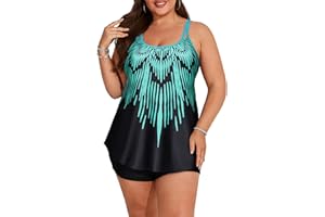 Hanna Nikole Women Tummy Control Tankini Plus Size Two Piece Swimsuit High Waist Swimwear A-Line Swim Tops