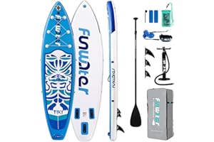 FunWater Tabla Hinchable de Stand Up Paddle Board Sup Paddle Board con Remo Ajustable, Bomba de Mano, Antideslizante Eva Deck, Correa de Seguridad, para Adultos