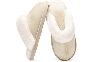 Donpapa Chaussons Femme Homme Hiver Chaud Mémoire de Forme Confortable fourrés Faux Daim à Fourrure Doublure Pantoufles Antidérapant Intérieur/extérieur