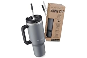 My Vesperbox Kinny Cup kubek termiczny ze stali nierdzewnej z uchwytem i słomką (500/950/1200 ml) – kubek termiczny do kawy, lodu i na co dzień – nie zawiera BPA, szczelny, nadaje się do mycia w