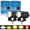 OTO2EYE Original DC Power18W each Mini Gun Driving Fog Light Universal For All Models of Motorcycle, Bikes, Scooters, Projector (Pack of 2, Yellow & White)