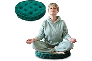 Amazinggirl Cojin meditacion y Yoga zafu - Cojín de Suelo Redondo Soporte ergonómico Ideal para Postura relajación Ejercicios Bienestar Uso Interior y Exterior cjoines meditación