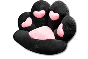 Firecos Cuscino per Sedia Zampa di Gatto, Cuscino in Peluche a Forma di Zampa Carino, Cuscino Caldo Morbido per Poltrona per Sala da Pranzo Camera da Letto Ufficio 70X60cm (Nero)