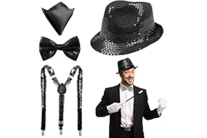 NebulaGlam Accessoires à Paillettes pour Homme, Accessoires Disco Paillette Set Année 70, Deguisement Disco Accessoire, pour Soirées Rave, Spectacles de Jazz, Hip-hop, Danse