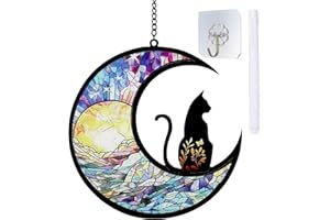 Wekuw Personalisierte Hundes-Gedenktafeln Buntglas-Katzen-Gedenk-Sonnenfänger Bunte Acryldekoration Haustier Hanging Decoration Fensterschmuck Auf Erinnerungsgeschenke für Haustiere (M6)