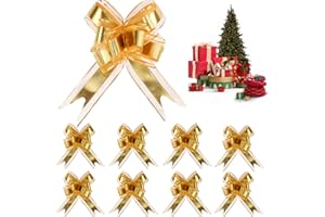 CREAHER 20pcs Large Organza Pull Bows Satin Ribbon for Gift Wrapping Gold Bows Ribbon Gift Bows for Christmas WeddingCars Gift Wrapping