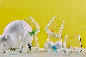 Minizoo Paris Verre à Eau | Gobelets | Lot de 6 | 345cc | Série de Safari | Fête | Cadeaux de Noël | Figurines en Verre de Murano pour la décoration intérieur