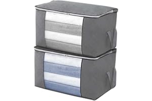 LACUSMALL Unterbett -Aufbewahrungsbeutel Mit Reißverschlusspackung Von 2, Unterbett -Aufbewahrungsboxen Mit Wasserdichtem Deckel, Faltbare Lagerbehälter Organizer Kleidung Vorlage Mit Verstärkten Griffen