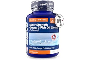 ZIPVIT Omega 3 Fish Oil 2000mg, EPA 660mg DHA 440mg per Daily Serving. 120 Capsules (2 Months Supply). Supports Heart, Brain Function and Eye Health. 2 Capsules Per Serving