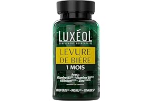 LUXÉOL - Levure De Bière - Complément Alimentaire - Cheveux, Peaux & Ongles - Santé - Zinc, Vitamine B3 B8, Sélénium - Fabriqué En France - Programme 1 Mois - 90 Gélules