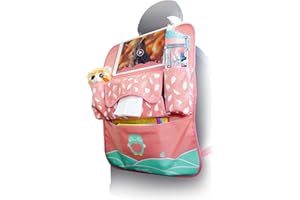 Planet Buddies Tappetino Viaggio, Coprisedile per Auto con Supporto per Tablet 10,2 pollici, Accessori per Auto per Riporre i Bambini, Organizer per Auto Giocattoli, Tablet, Bottiglie, Olive Gufo