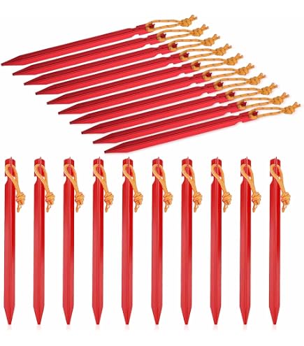 Lot De 10 Piquets De Tente En Alliage Aluminium - 17.8 Cm - Forme Tricône Pour Ancrage Solide - Sac De Transport Inclus