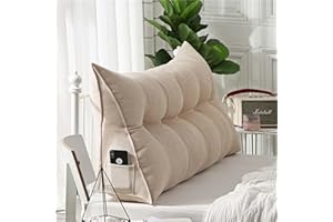 YSZBD Rückenstützkissen Rückenkissen Bett Lesekissen Für Bett Und Sofa Rückenkissen Keilkissen Sofa Bettkissen Rückenlehne Lesekissen Removable Cover,#2beige-60x50x20cm