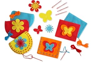 Serabeena Sew Your Own Purses - Sewing Kit for Kids - Felt Crafts for Ages 4-8 Plus - DIY Set Teaches Basic Stitch & Develops Fine Motor Skills - Fun Party Favours or Gifts - 6 Purses & Accessories