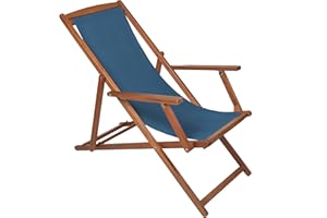 CHARLES BENTLEY FSC Eucalyptus Wooden, Deck Chair, for Outdoors, and Garden, FSC Wood, Polyester, 3 Reclining Positions, Traditional, Acacia, Bentley Plaque, Trendy, Seat, Teal (107x94x61cm)
