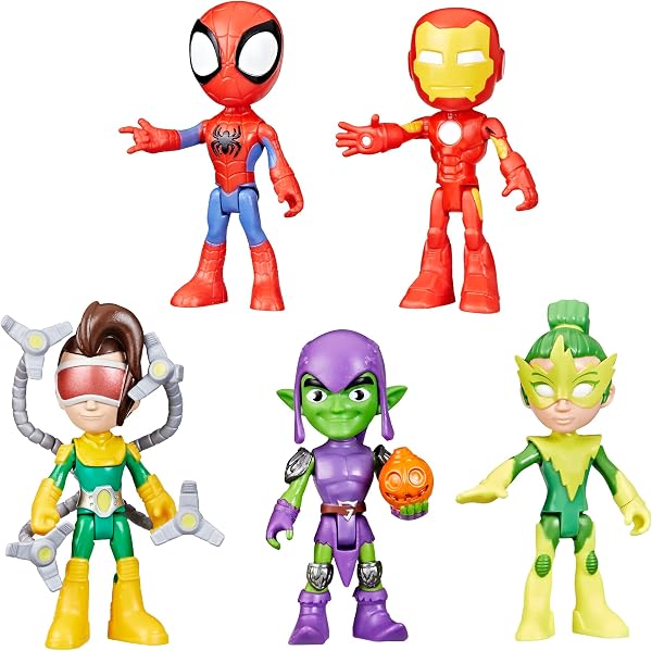 Marvel Spidey and His Amazing Friends, Friends & Foes Pack, 5 Action Figures, 4-Inch, Preschool Super Hero Toys for Kids Ages 3 and Up, Amazon Exclusive - 1