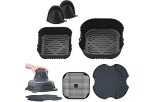 ERUAOLYTIC Airfryer Zubehör, kompatibel mit Ninja CRISPi FN101EU – 6-teiliges Silikon-Set mit Silikonformkörben, Silikonmatte & Silikon-Handschuhen, spülmaschinenfest & wiederverwendbar