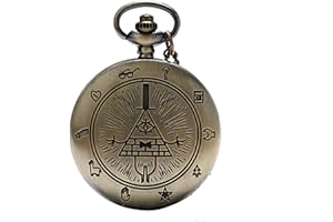 COKINKIDS Rétro Bill Cipher gratuit et Accepté de maçon pour pierre All-seeing Eye Homme Femme montre de poche à quartz Cadeau