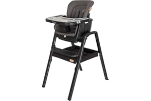 Tutti Bambini Nova Highchair - 7-in-1 Portable High Chair, Baby Chair with Feeding Tray, Washable Seating & Travel Bag, Folding High Chairs for Babies and Toddlers from 6+ Months (Black/Black)