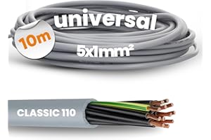 Lapp 1119205 10 metros Ölflex Classic 110 - Cable de control de PVC, 5 x 1 mm², con conductor de protección verde y amarillo 5G1,0 mm², cable de 5 hilos, cable de 5 núcleos