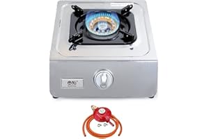 NJ THE RIGHT CHOICE NJ NGB-100 Portable Gas Stove 1 Burner Wok Stainless Steel 3.8kW Outdoor (Propane 37mbar Screw-on)