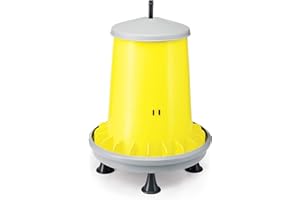 Zootec Mangiatoia a tramoggia in plastica con cuspidi antispreco, Asta per la Regolazione del mangime, Coperchio e Piedini. Ideale per Galline, Pulcini, Anatre e avicoli Simili, capacità 18 kg