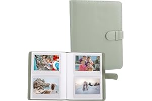 MUZIRI KINOKOO Album photo à 80 pochettes pour appareil photo Instax Wide EVO/Wide 400/Wide 300/Wide 210, album en cuir synthétique pour films de 12,7 cm, texture litchi, collection de souvenirs, vert
