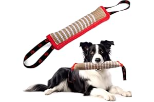 EPODA Jouet Chien Indestructible, Boudin Jouet pour Chien Cadeau pour Interactif avec Poignée Rouge
