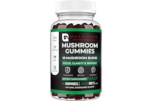 ACLLA NUTRITION Aclla Mushroom Gummies with Shilajit – 10-in-1 Complex with Lion’s Mane, Reishi, Chaga & More – 2500mg – Brain, Energy & Immune Support – Vegan, Low Sugar, Non-GMO – 60 Raspberry Flavour