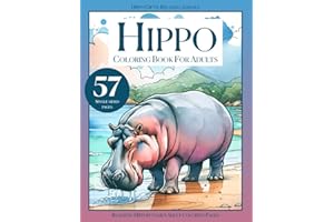 Hippo Coloring Book for Adults, Hippo Gifts: Relaxing Animals, Realistic Hippopotamus Adult Coloring Pages