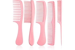 START MAKERS Hair Comb Sets 5Pcs Hairdressing Comb, Professional Barber Salon Hair Styling Combs, Detangling Combs, Rat Tail Comb, Heat Resistant Anti-Static Suitable for Long Wet Thick Curly(Pink)