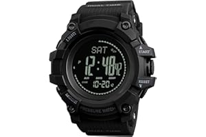 FINDTIME Montre de sport ABC pour homme - Altimètre, baromètre, boussole, podomètre, compte, pression, prévisions météo, chronomètre, compteur de calories, Noir , Pour l'extérieur